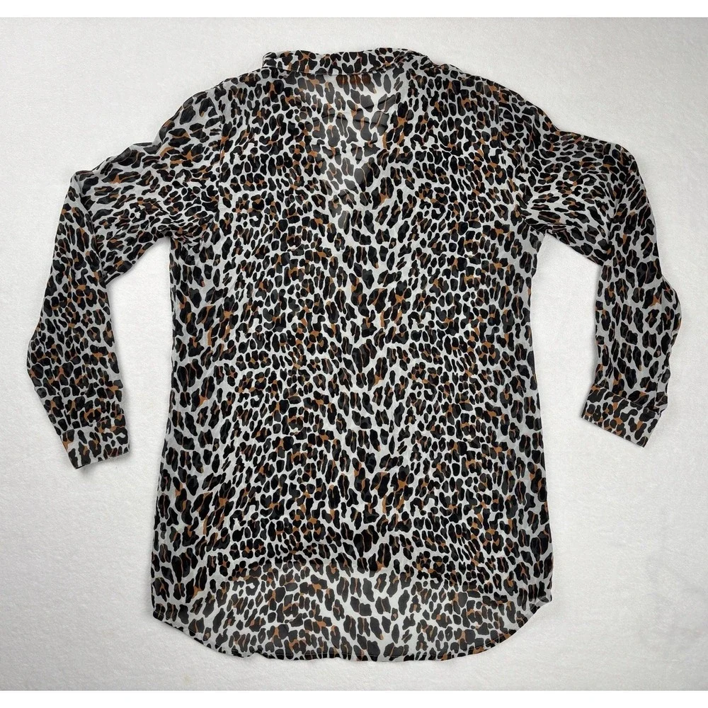 Tory Burch Leopard Print Lace‎ Up Tunic Blouse Silk Blend Size Small